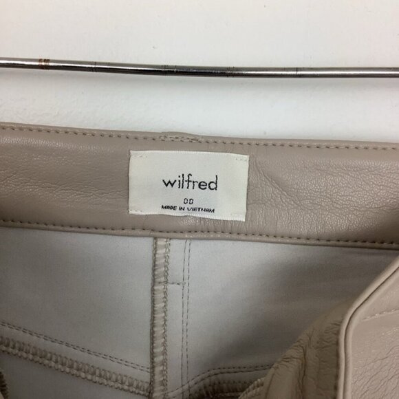 WILFRED MELINA VEGAN LEATHER TAUPE NEUTRAL PANTS 00 - Picture 8 of 13